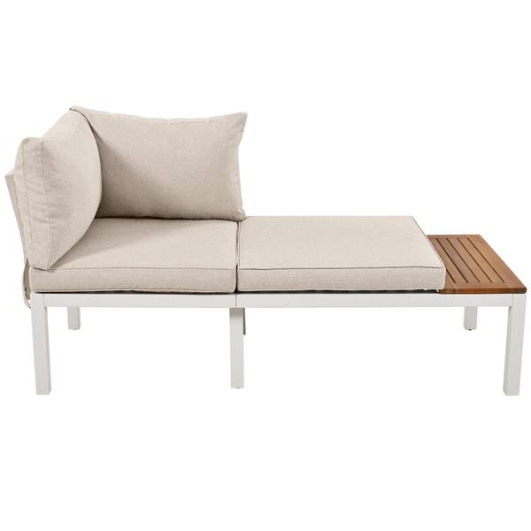 Gartenlounge-Set WoodyMetal Ⅳ+ Beige - Metall - Kunststoff - Massivholz - 60 x 66 x 145 cm