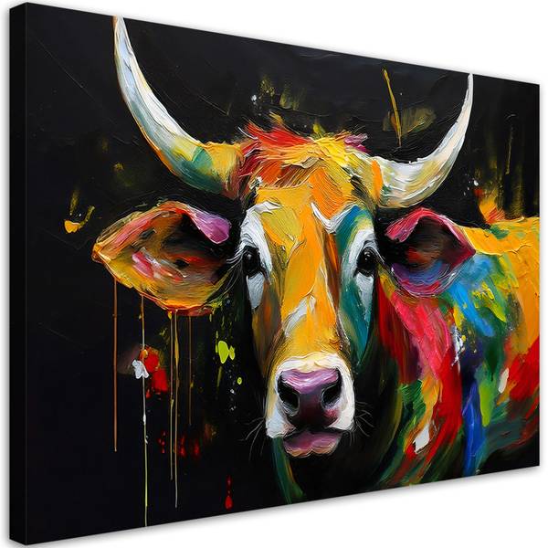 Wandbild abstraktion schottische kuh 90 x 60 cm