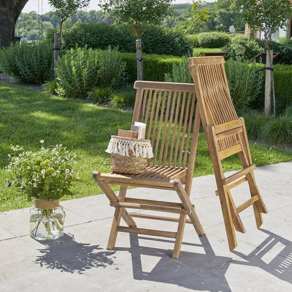 Klappbarer Gartenstuhl Braun - Massivholz - 47 x 90 x 41 cm