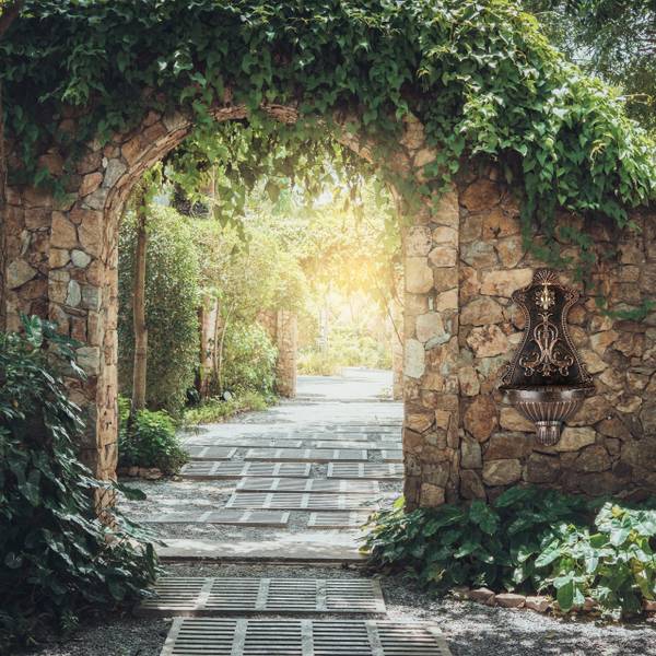 Muurfontein bruin - goud - aluminium - 37 x 66 x 20 cm