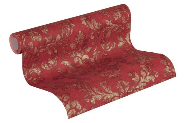 Barock Tapete Rot Vliestapete Gold - Rot