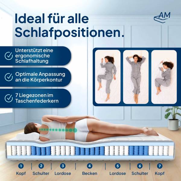 Ergonomische Taschenfederkernmatratze 150 x 20 x 220 cm - H3