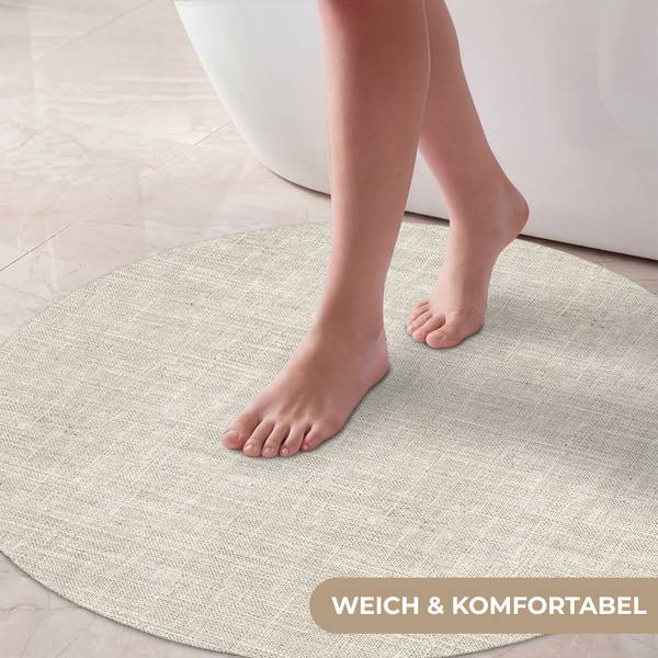 BADEMATTE Leinen Beige - Microfaser - 70 x 70 x 1 cm