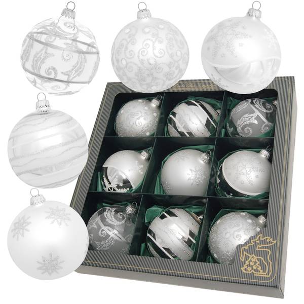 Weihnachtsbaumkugeln 9-tlg. Glas - 10 x 10 x 10 cm
