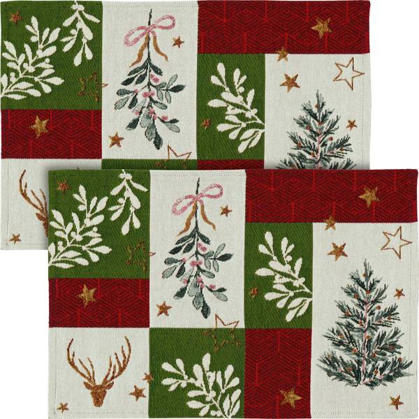 Tischset 2er-Pack 207123 Grün - Rot - Weiß - Textil - 32 x 1 x 48 cm