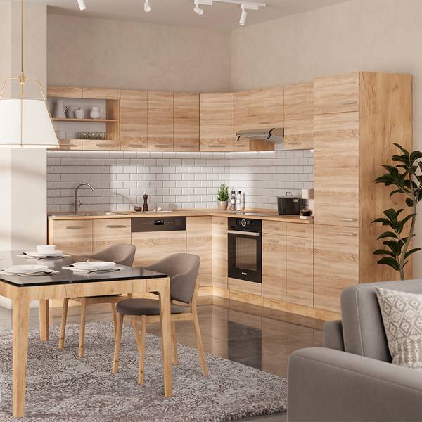 Keukenfront R-Line 29602 bruin - plaatmateriaal op houtbasis - 60 x 196 x 2 cm