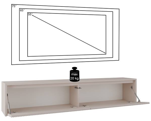 TV-Lowboard VEMMI Grau - Melamin - 180 x 36 x 32 cm