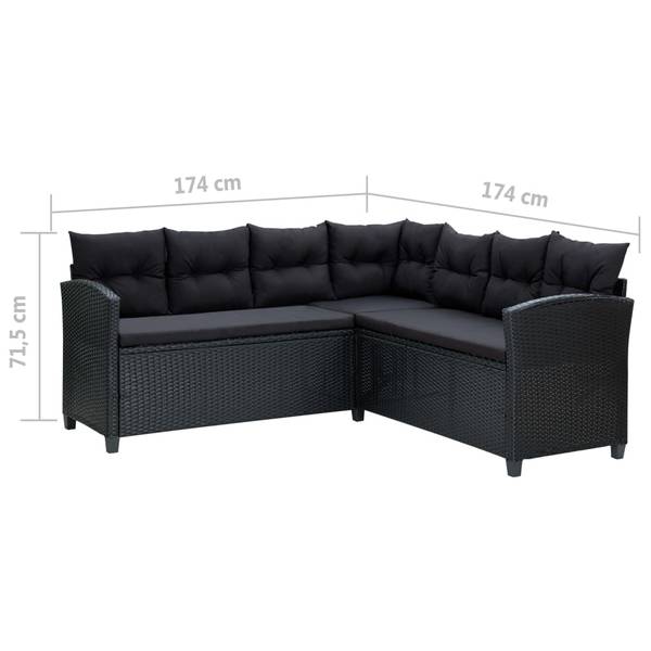 Garten-Sofa-Set 3005114 6-teilig Schwarz