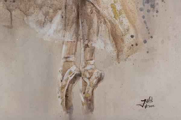 Acrylbild Handgemalt Tänzerin Fal Beige - Baumwollstoff - 60 x 90 x 4 cm
