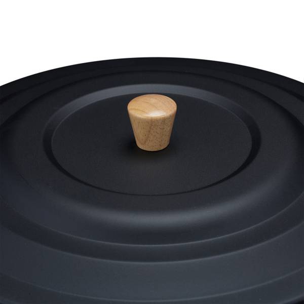 Schwarzer Ascheeimer mit Deckel 12l Schwarz - Braun - Stahl - 36 x 32 x 33 cm