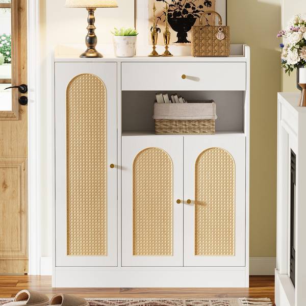 Schoenenkast RattanMU Ⅳ hout - wit