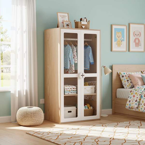 Kleiderschrank Calyx Braun - Weiß - Holzwerkstoff - 50 x 150 x 80 cm