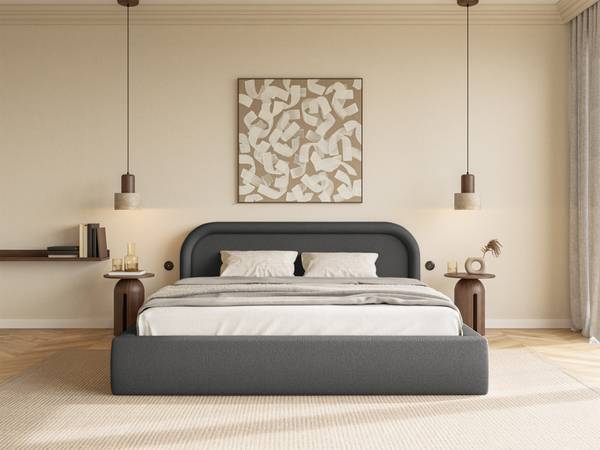 Lit coffre avec tête de lit RUVI Gris foncé