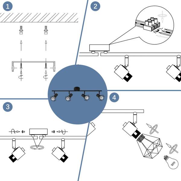 Spot plafond Flagler Noir - Métal - 20 x 10 x 71 cm