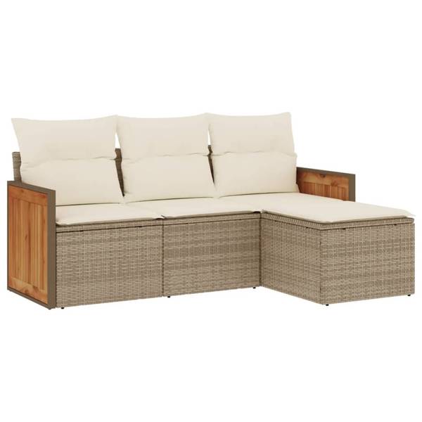 Loungeset 3034990-1 set van 4 beige - crèmekleurig - wit