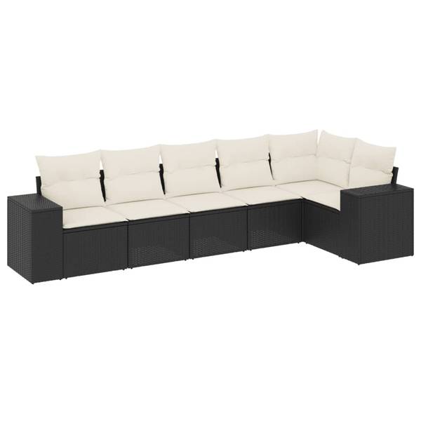 Loungeset 3035577-1 set van 6 zwart - crèmekleurig