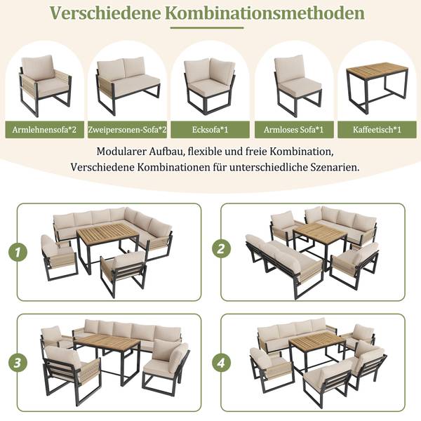 Tuin eetset WoodyRope Ⅷ beige - plaatmateriaal op houtbasis - metaal - kunststof - textiel - 100 x 67 x 58 cm