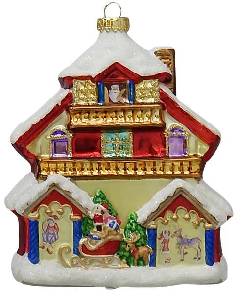 Weihnachtsornament Santas House 1-tlg. Glas - 10 x 12 x 4 cm
