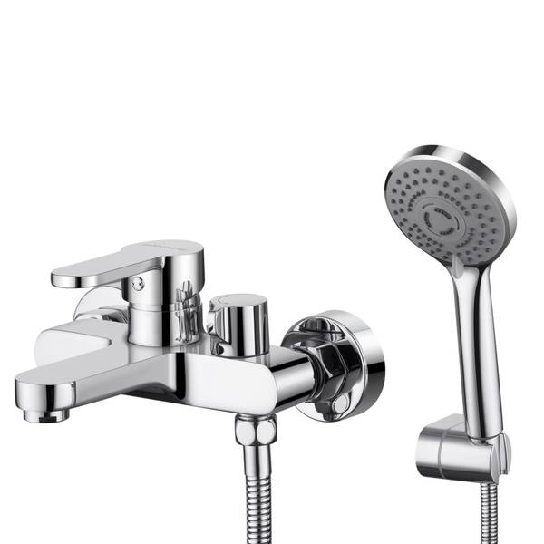 Wannenarmatur Badewannenarmatur BS111 Grau - Messing - Edelstahl - 20 x 15 x 24 cm