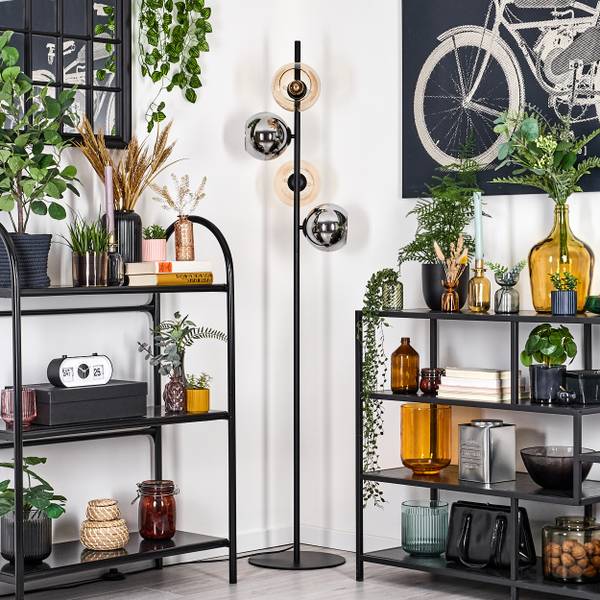 Stehlampe Cesaro Braun - Grau - Silber - Metall - 17 x 160 x 69 cm