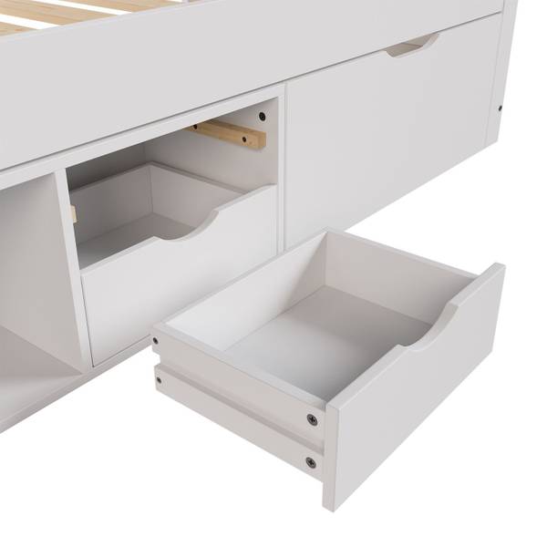 Kinder Funktionsbett Nalu Weiß - Holzwerkstoff - 90 x 66 x 200 cm