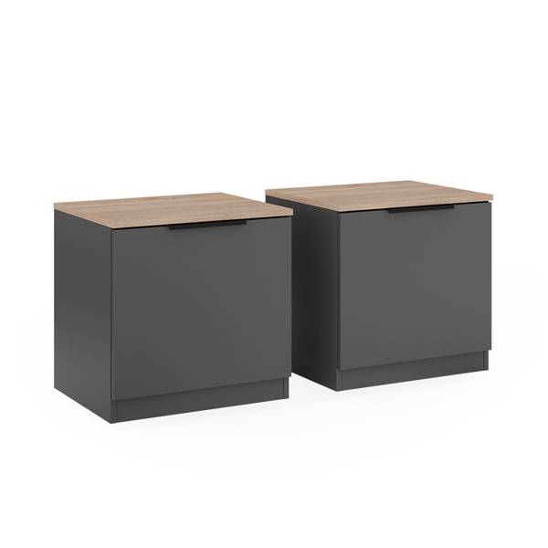 Table de chevet Betti 40708 Marron - Gris - Bois manufacturé - 50 x 50 x 42 cm