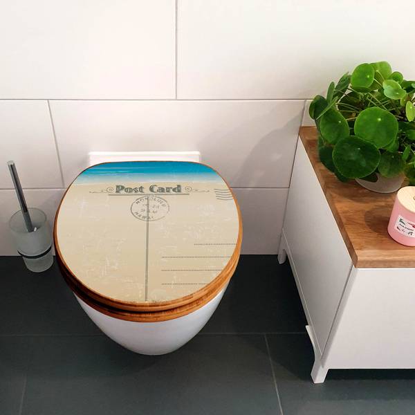 WC-Sitz mit Absenkautomatik Postkarte Braun - Bambus - Holzwerkstoff - 38 x 5 x 49 cm