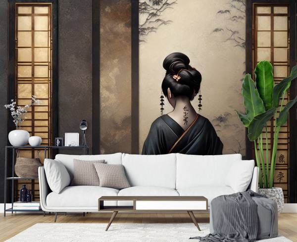 Fototapete Bild Japanische Geisha 200 x 140 cm