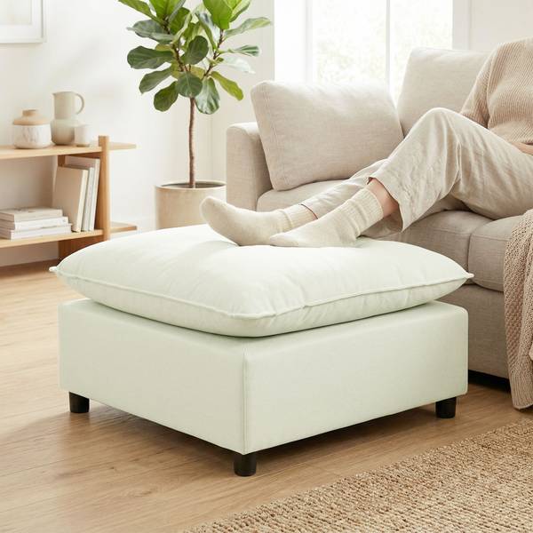 Fußhocker 838-620V00CW Weiß - Textil - 75 x 40 x 75 cm