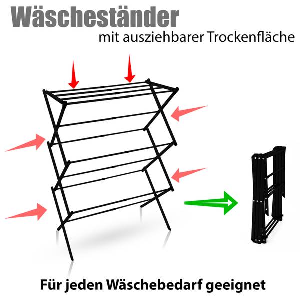 Wäscheständer 1000409 Schwarz - Kunststoff - 39 x 101 x 75 cm