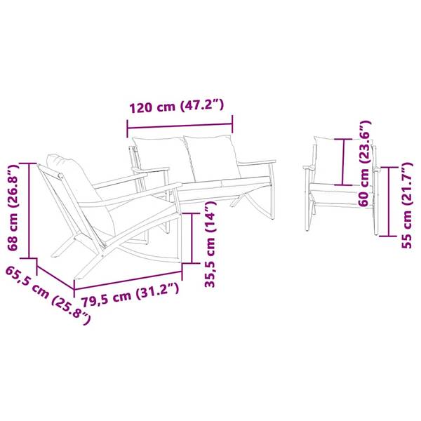 Garten-Lounge-Set 3283637 3-teilig Schwarz - Metall - 65 x 68 x 79 cm