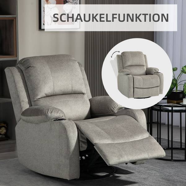 Relaxsessel 839-787V00BN Grau - Microfaser - Polyester - 95 x 102 x 87 cm