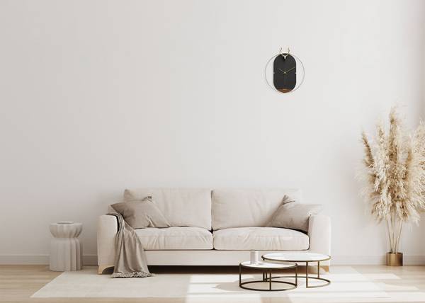 Horloge murale design Bois Cercle 2 Noir - Bois manufacturé - Métal - 46 x 51 x 2 cm