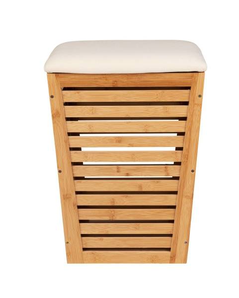 Wäschekorb mit Sitzfläche Braun - Bambus - 40 x 56 x 40 cm