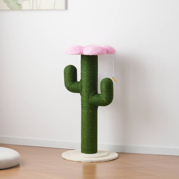 Kat klimrek FlowerWoody groen - plaatmateriaal op houtbasis - 46 x 90 x 46 cm