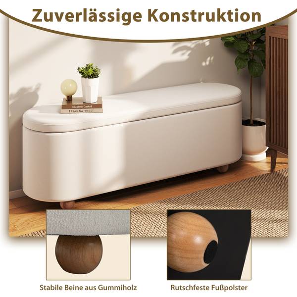 Sitzbank VH34141 Weiß - Holzwerkstoff - 41 x 49 x 139 cm