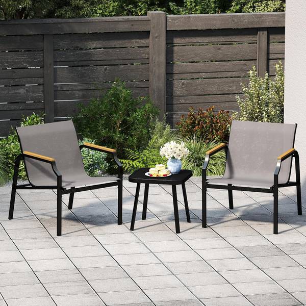Garten-Sitzgruppen ZB34287SDDE(3-tlg.) Grau - Metall
