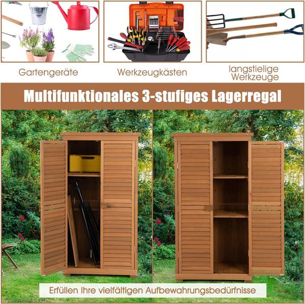 Gartenschrank Holz Braun - Massivholz - 42 x 160 x 87 cm