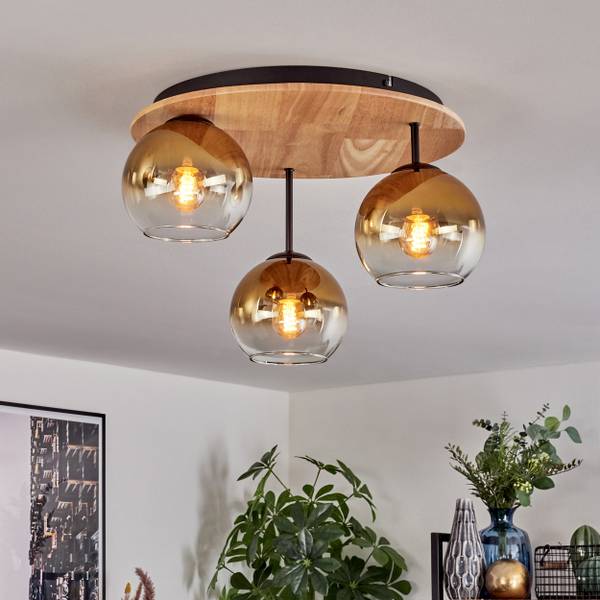Deckenleuchte Cesaro Gold - Aluminium - Klarglas - 42 x 29 x 43 cm