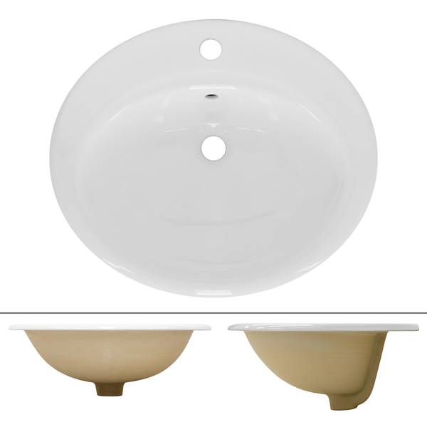 Waschbecken oval 57x48,5x19,5 cm Weiß Weiß - Samt - 49 x 195 x 57 cm