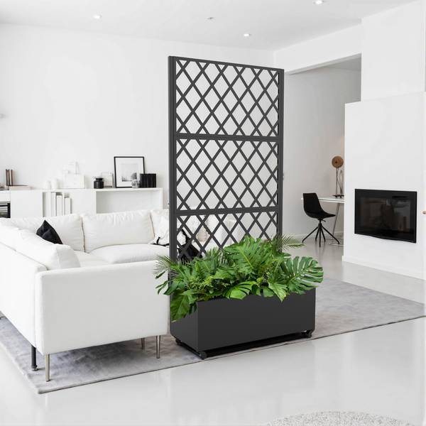 Blumenkasten Malja Schwarz - Stahl - 82 x 190 x 38 cm