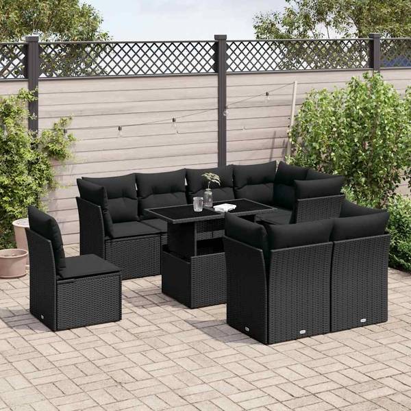 Salon de jardin 3036675-1 (lot de 9) Noir