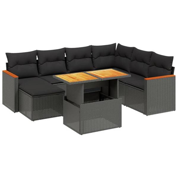 Loungeset 3037266 set van 8 zwart