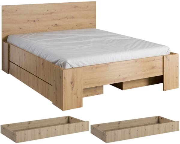 Doppelbett mit Bettschubladen MALTA Braun - Holzwerkstoff - 170 x 100 x 208 cm
