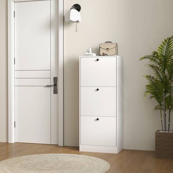 Schuhschrank 837-561V90WT Weiß - Holzwerkstoff - 28 x 115 x 47 cm