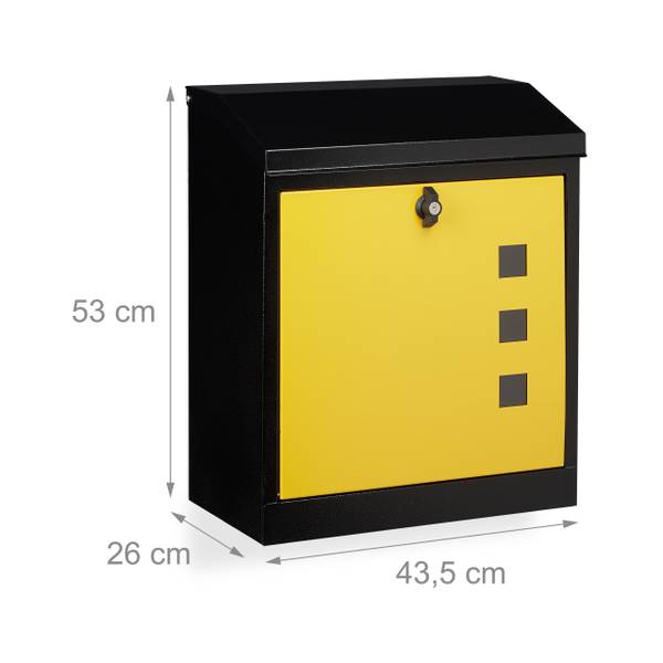 Boîte aux lettres murale grande XL Noir - Jaune