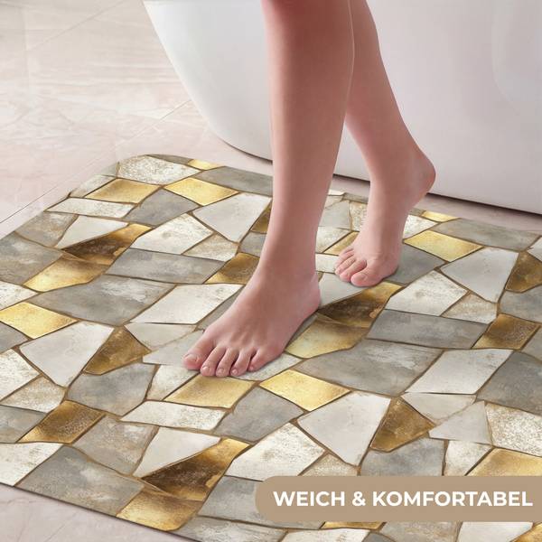 BADEMATTE Mosaik 90 x 60 cm - Durchmesser: 96 cm