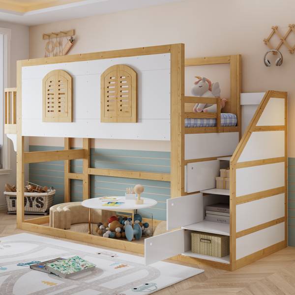 Hausbett K-2038 Braun - Holzwerkstoff - 95 x 184 x 285 cm