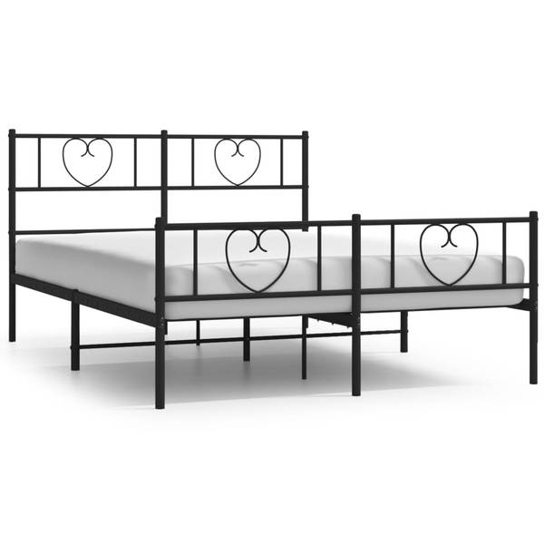 Bettgestell mit Kopf und Fußteil X214 Schwarz - Metall - 142 x 90 x 196 cm