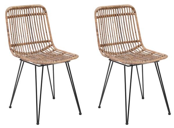 Esszimmerstühle LUMPUR 2er Set Braun - Metall - 42 x 82 x 46 cm